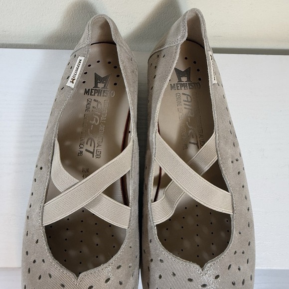 Mephisto Women's Size 7 Karla Perf Light Taupe Liam 818 Criss-Cross Ballet Flats - Picture 6 of 11